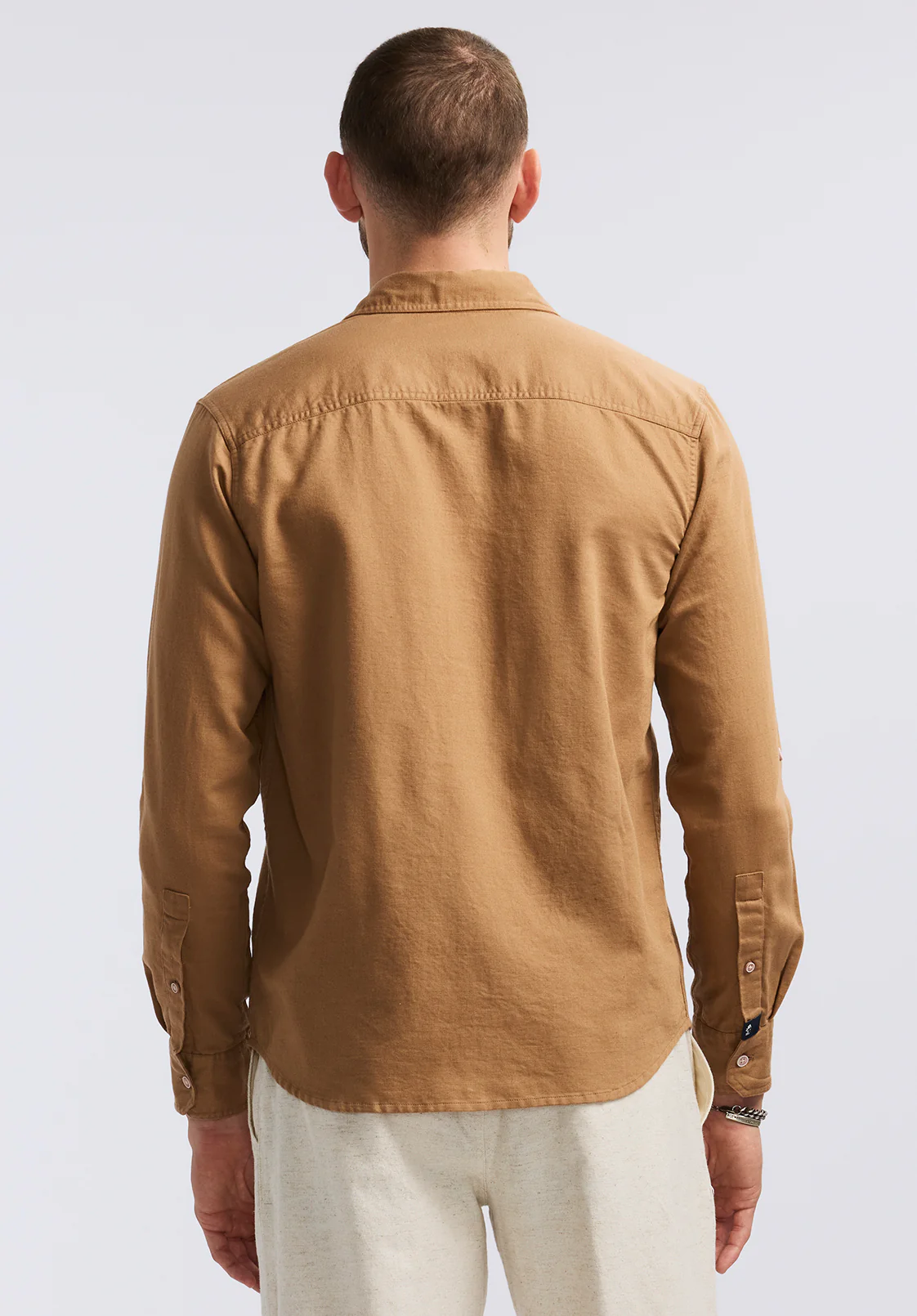 Simbio Men's Long-Sleeve Linen Blend Fitted Shirt, Woodsmoke - BM24617 - Image 3