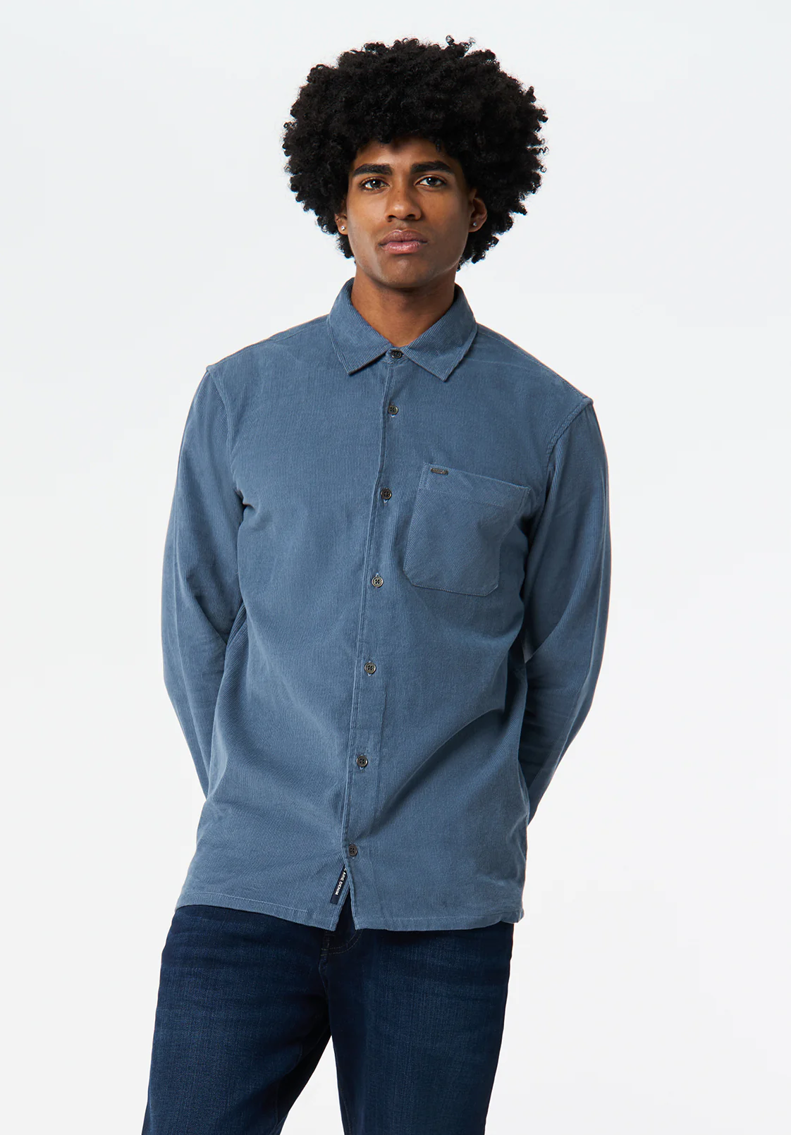 Sinclair Men’s Long-Sleeve Corduroy Shirt with Chest Pocket, Mirage - BM24772