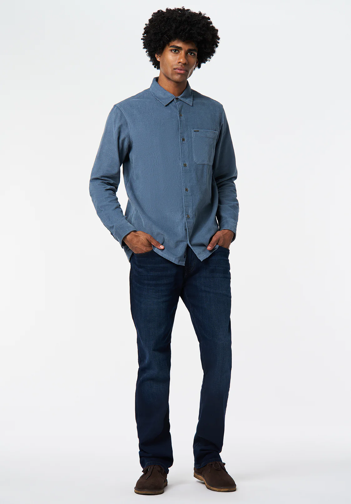 Sinclair Men’s Long-Sleeve Corduroy Shirt with Chest Pocket, Mirage - BM24772 - Image 4