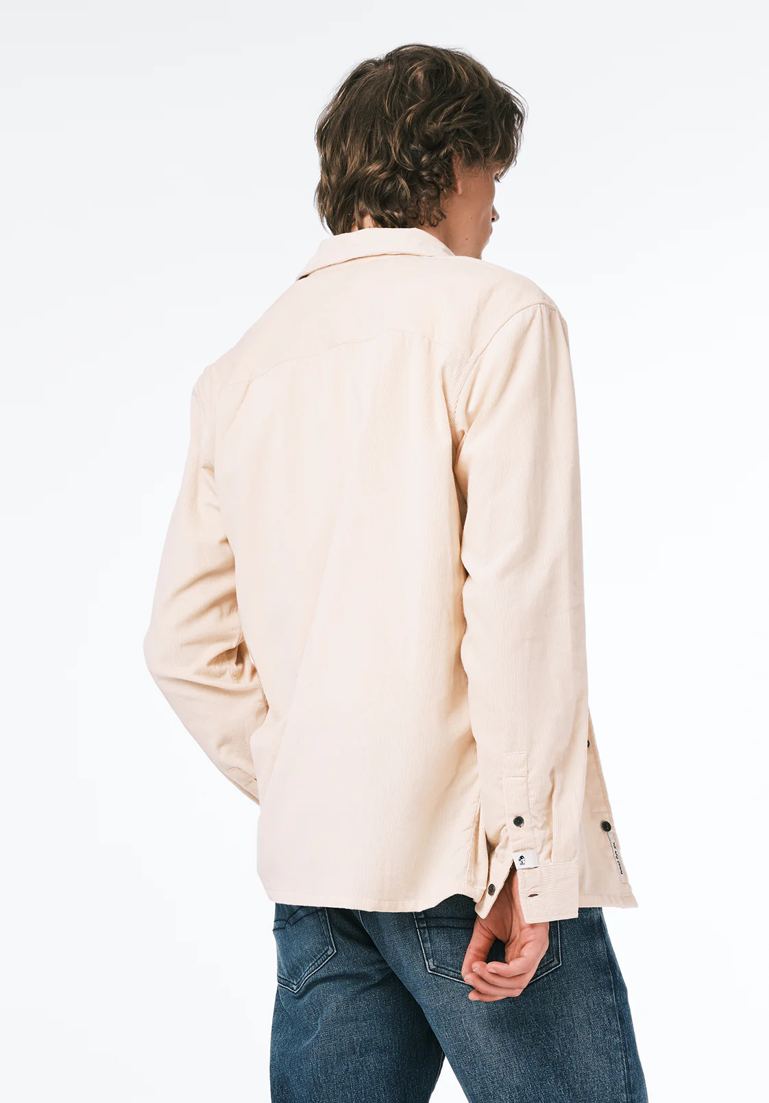 Sinclair Men’s Long-Sleeve Corduroy Shirt with Chest Pocket, Buttercream - BM24772 - Image 3