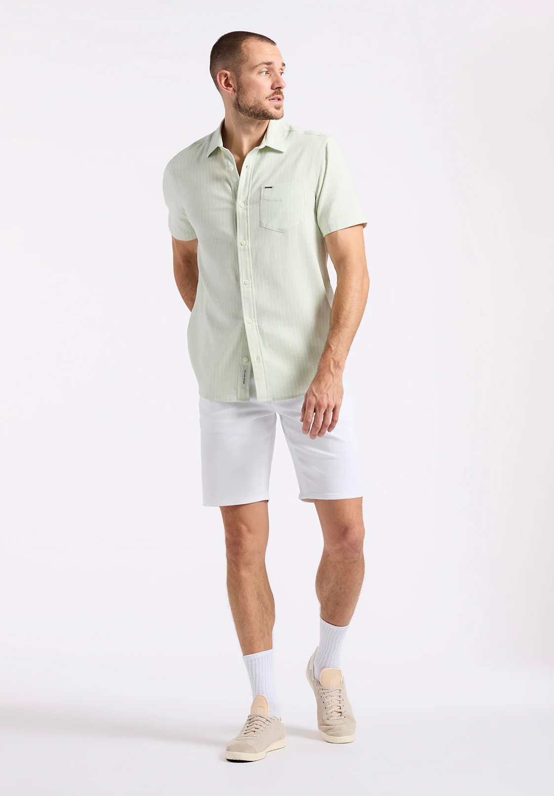 Sirilo Men's Short-Sleeve Striped Fitted Shirt, Dusty Aqua - BM24562 - Image 5