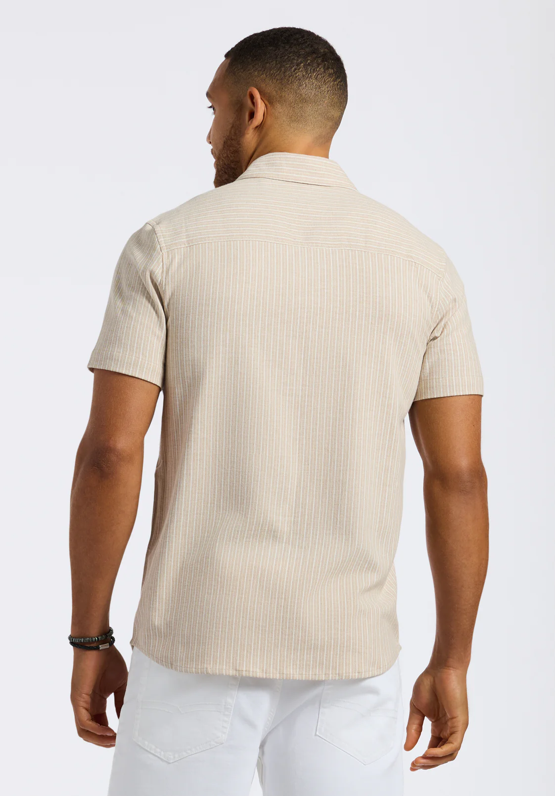 Sirilo Men's Short-Sleeve Striped Fitted Shirt, Tuffet Beige - BM24562 - Image 4