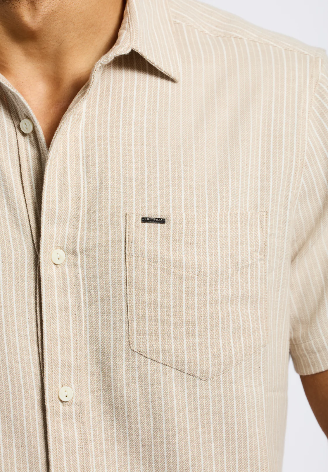 Sirilo Men's Short-Sleeve Striped Fitted Shirt, Tuffet Beige - BM24562 - Image 6