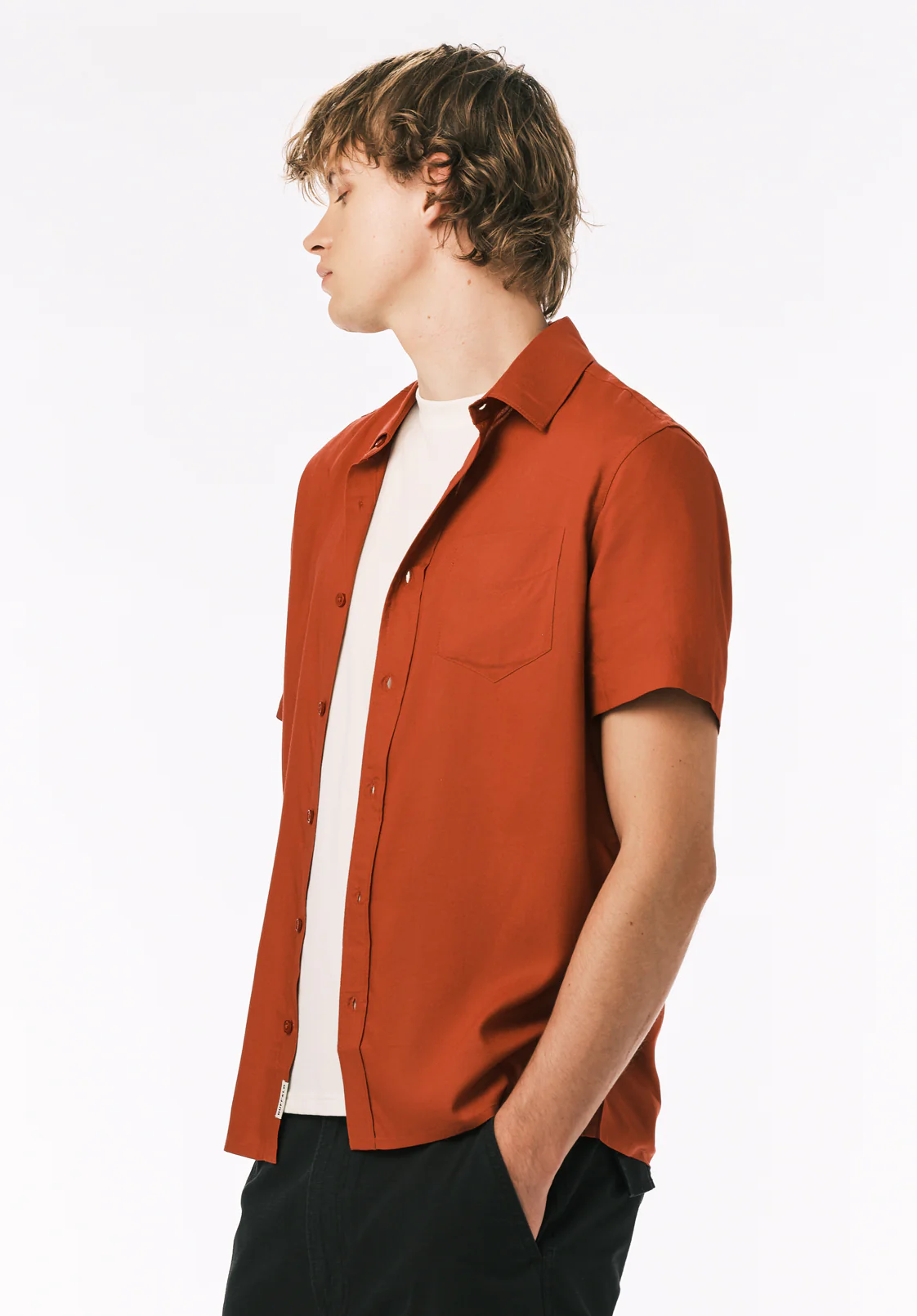 Sirilo Men's Short Sleeve Shirt, Baked Apple Red - BM24594 - Image 4