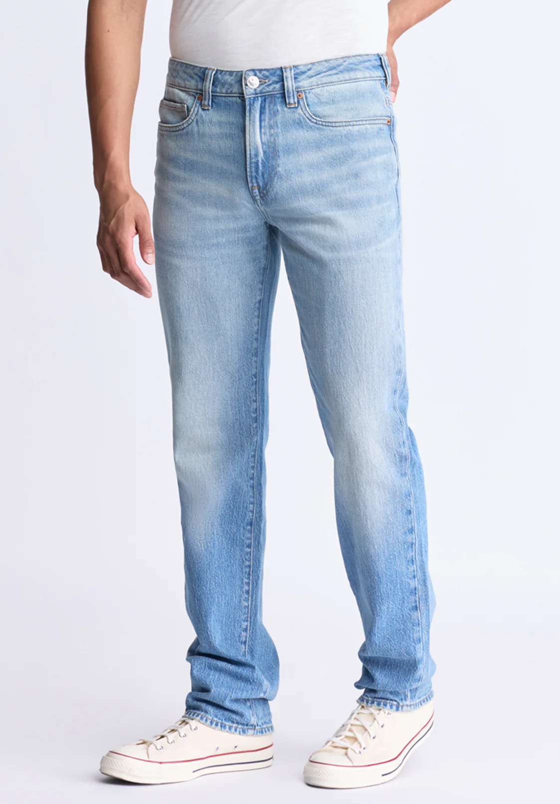 Straight Six Men's Crinkled and Sanded Jeans, Light Blue - BM26000 - Image 3