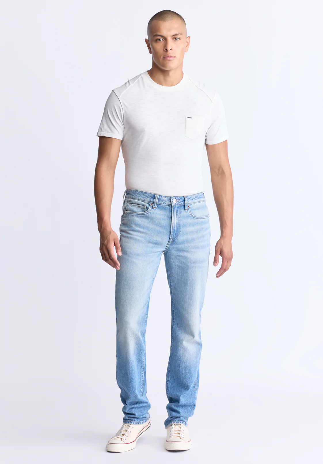 Straight Six Men's Crinkled and Sanded Jeans, Light Blue - BM26000 - Image 4