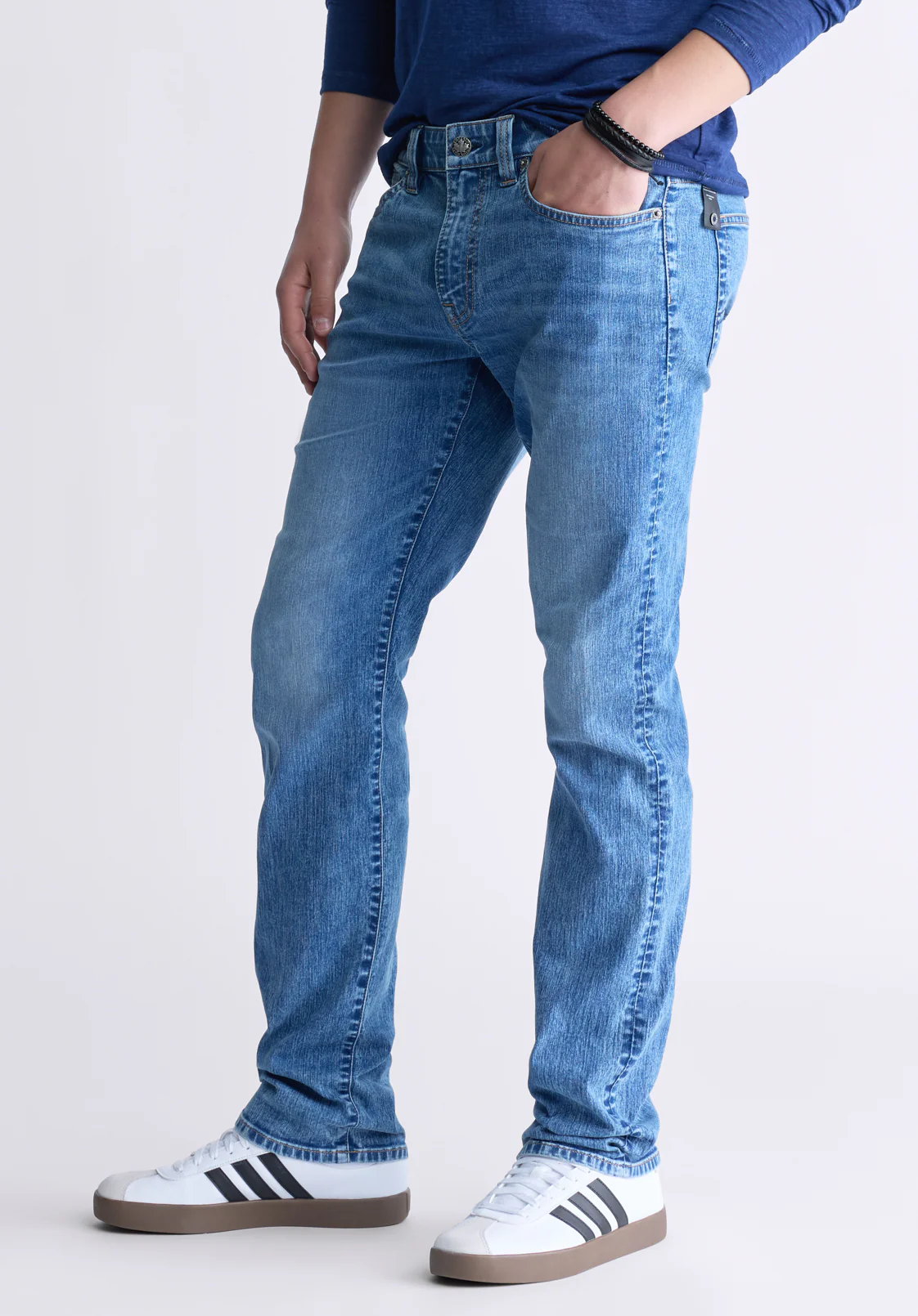 Straight Six Men's Jeans, Contrasted Indigo - BM26028 - Image 3