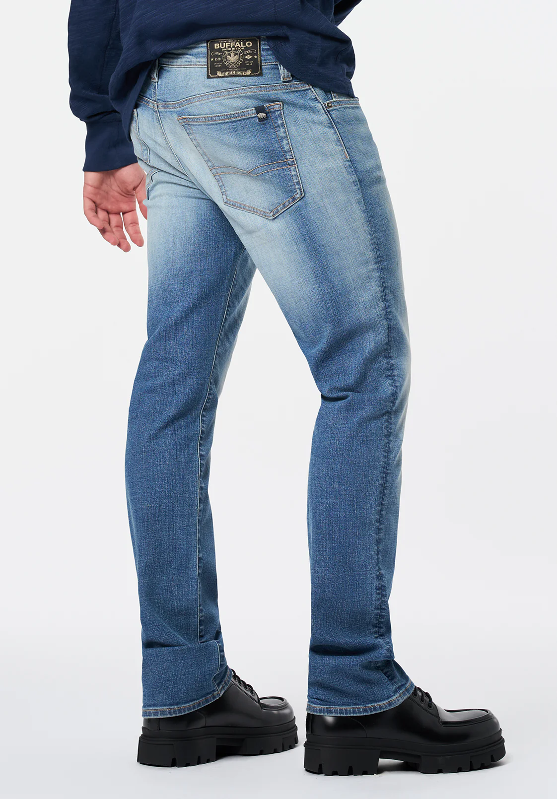 Straight Six Men's Jeans, Sanded Blue - BM26111 - Image 2
