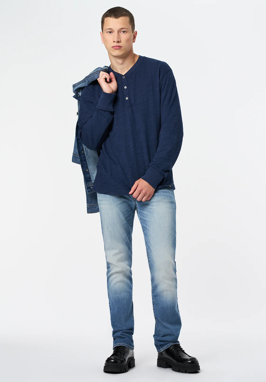 Straight Six Men's Jeans, Sanded Blue - BM26111 - Image 4