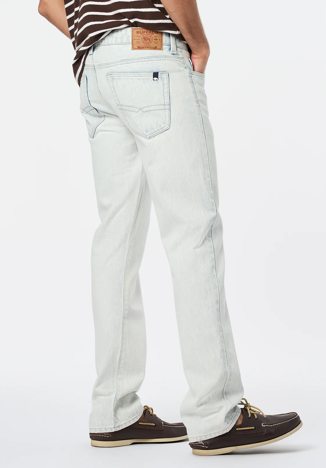 Straight Six Men's Jeans, Bleached and Contrasted - BM26125 - Image 2