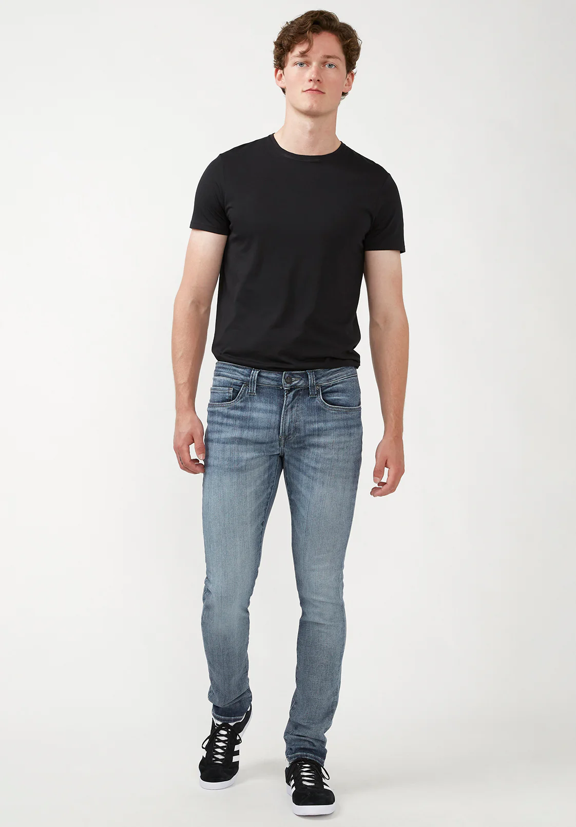 Skinny Max Men's Jeans in Whiskered and Contrasted Light Blue - BM22590 - Image 4