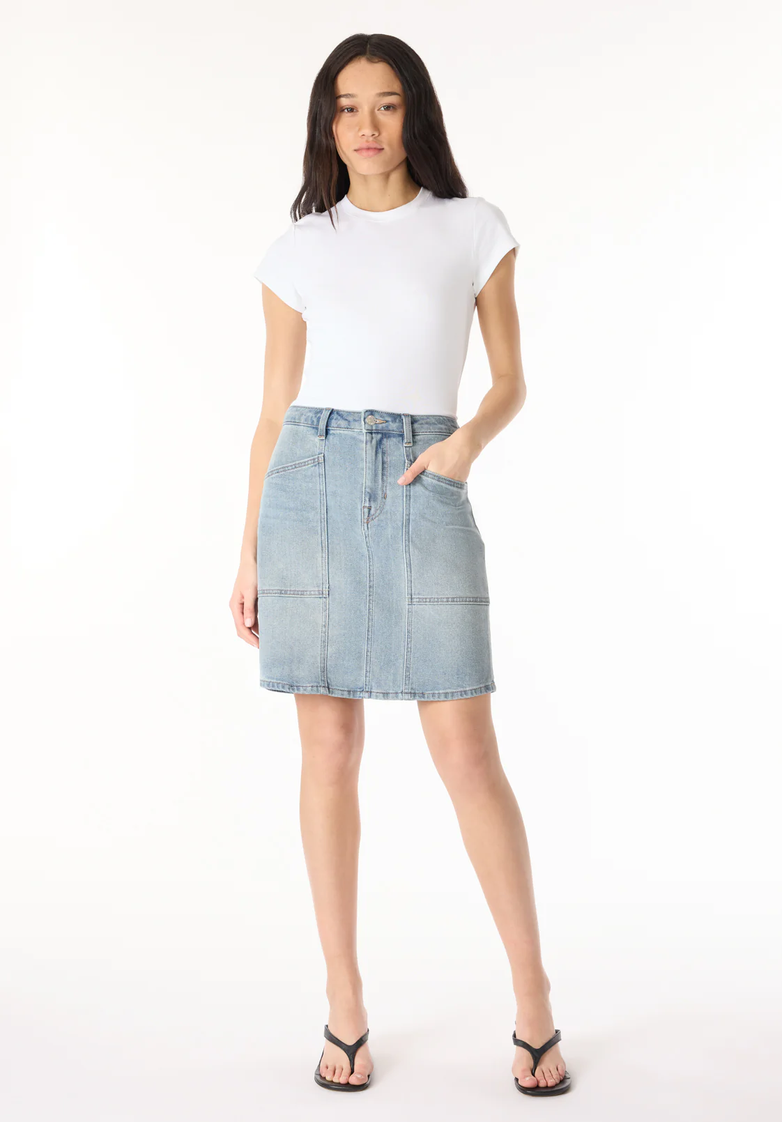 Sophia High Waist Mid Length Jean Skirt, Indigo - BL16022 - Image 4