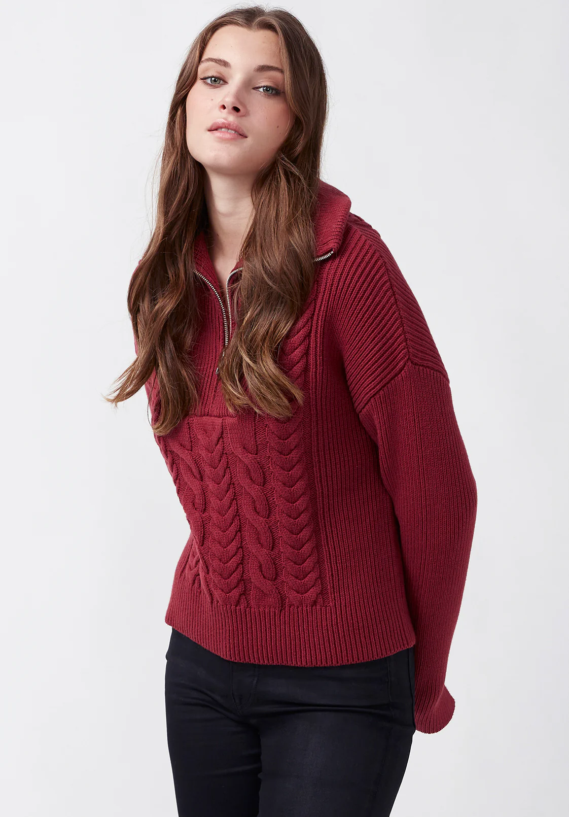 Sorella Women's Long Sleeve Sweater in Dark Red - SW0032F - Image 2