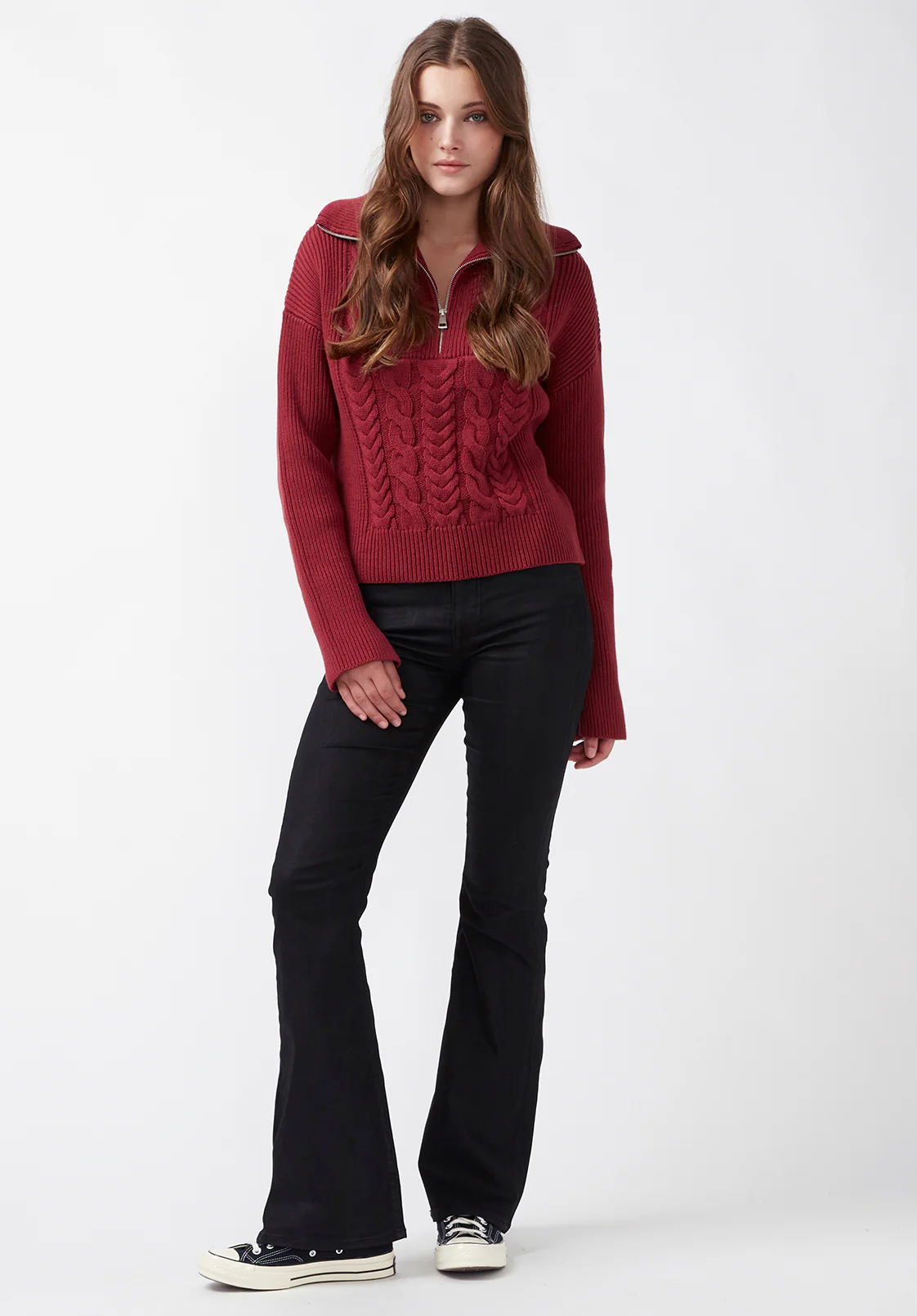 Sorella Women's Long Sleeve Sweater in Dark Red - SW0032F - Image 5