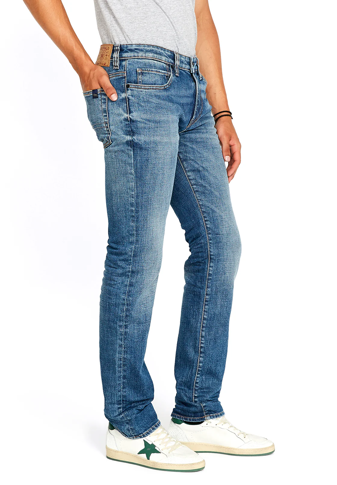 Straight Six Men's Jeans in Sanded Blue - BM22607 - Image 3