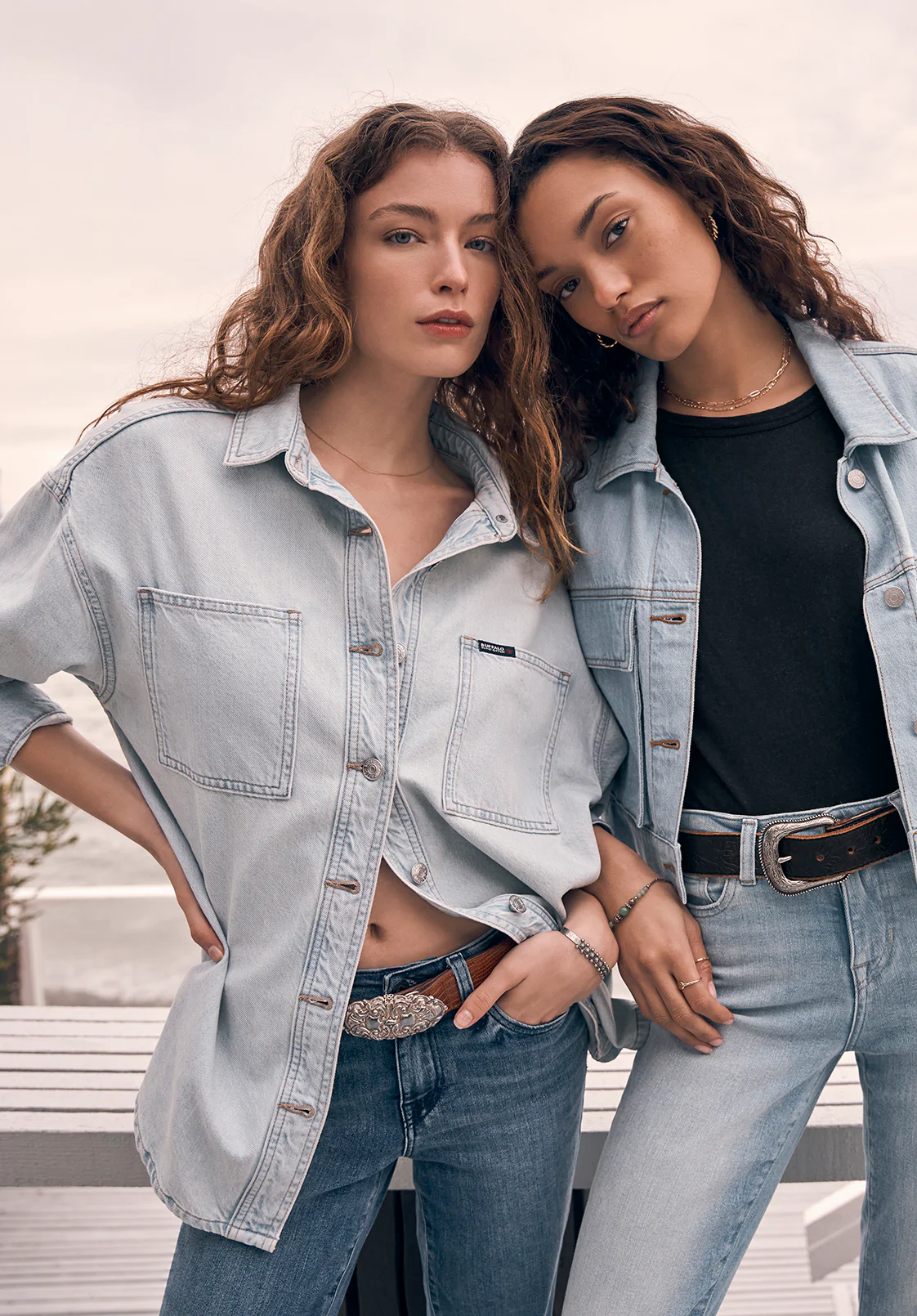 Sydney Women's Denim Shacket in Bleached Blue - BL15947 - Image 2