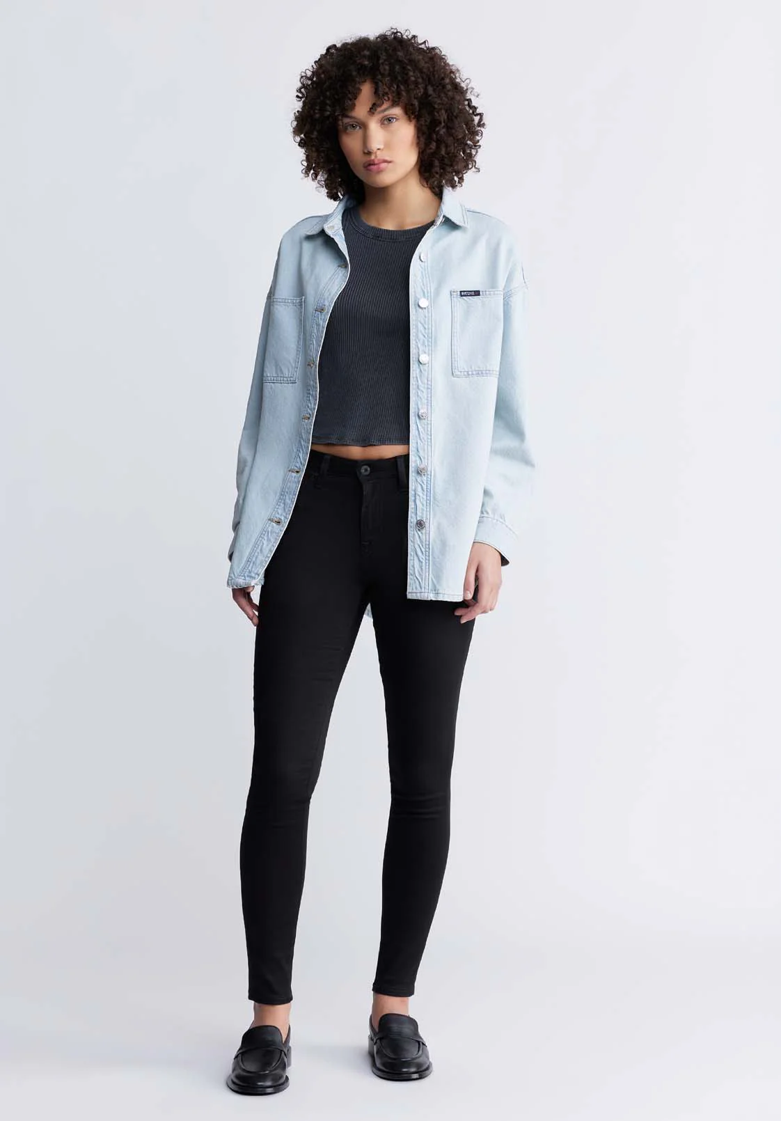 Sydney Women's Denim Shacket in Bleached Blue - BL15947 - Image 6