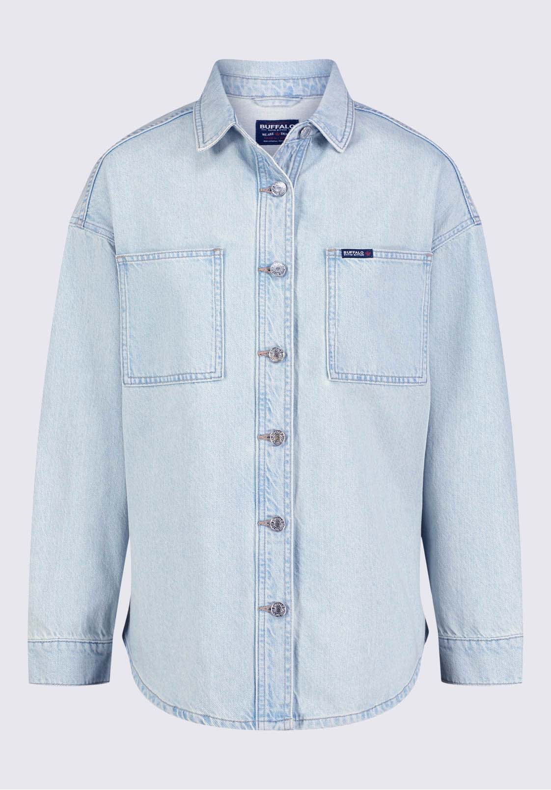 Sydney Women's Denim Shacket in Bleached Blue - BL15947 - Image 7