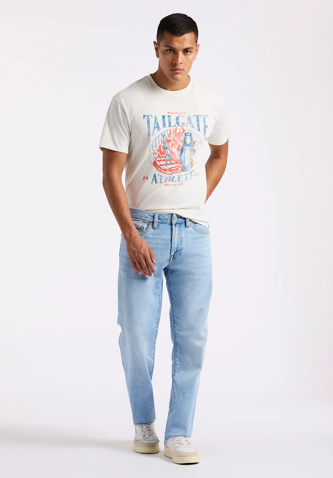 Tailgate Men's Graphic T-Shirt with BBQ Print, Milk - BM24640 - Image 4