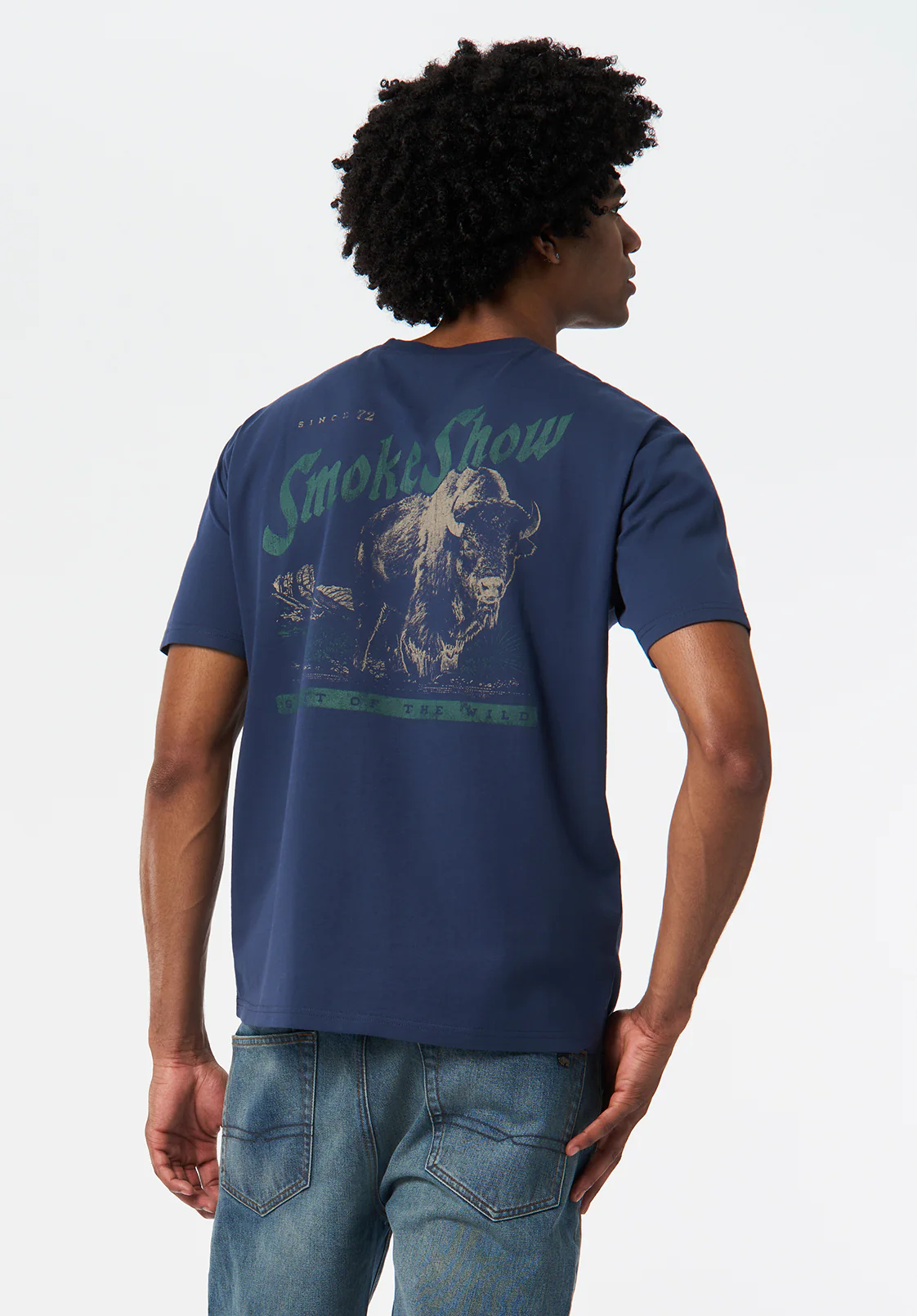 Tarek Men's Graphic T-Shirt with Smoke Show Print, Whale - BM24713 - Image 2