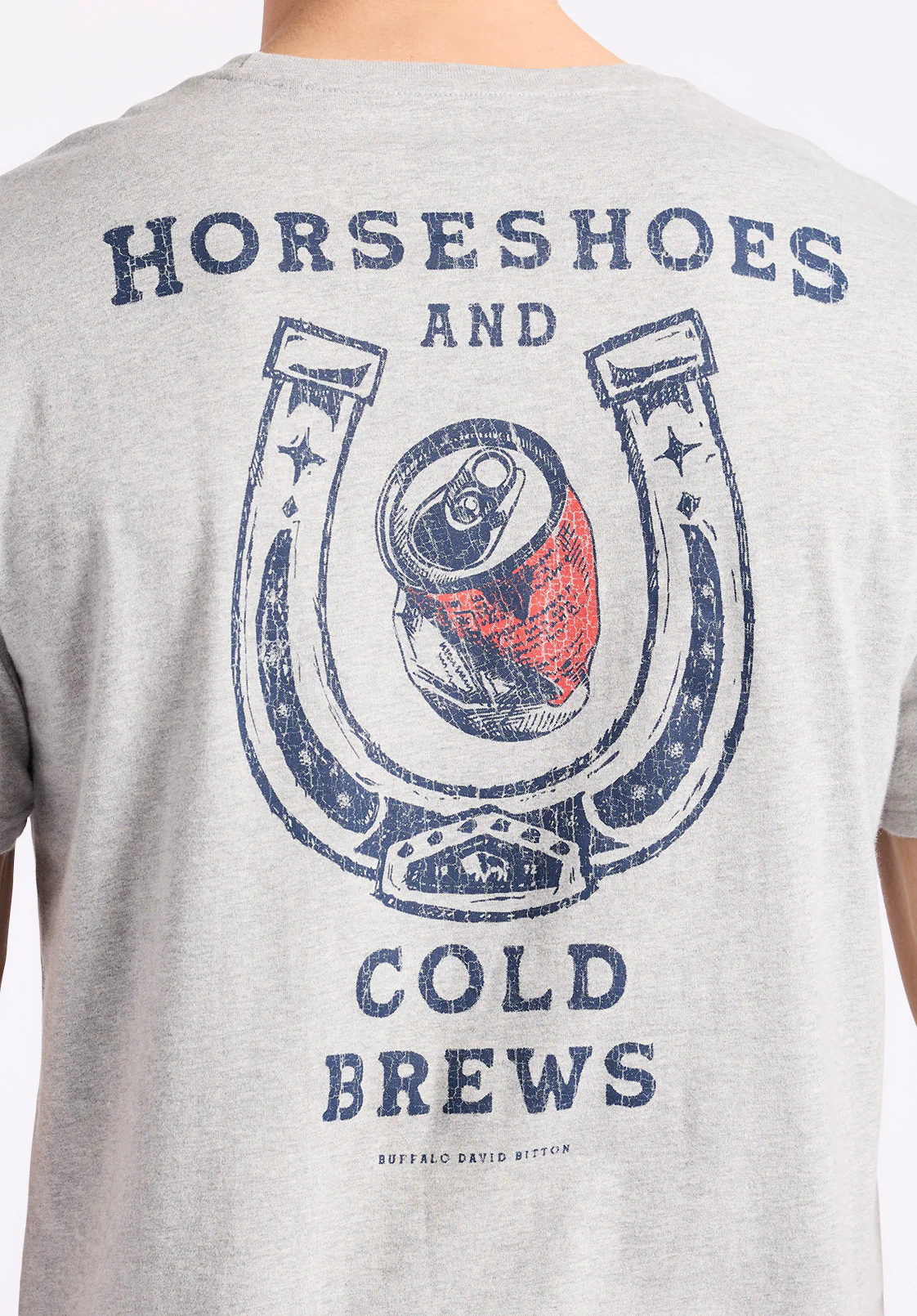 Tastrup Men's Graphic T-Shirt with Horseshoes Print, Heather Grey - BM24637 - Image 6