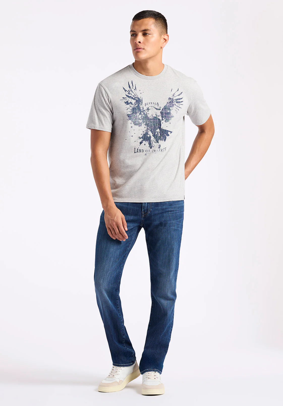 Teagle Men's Graphic T-Shirt with Eagle Print, Heather Grey - BM24647 - Image 4