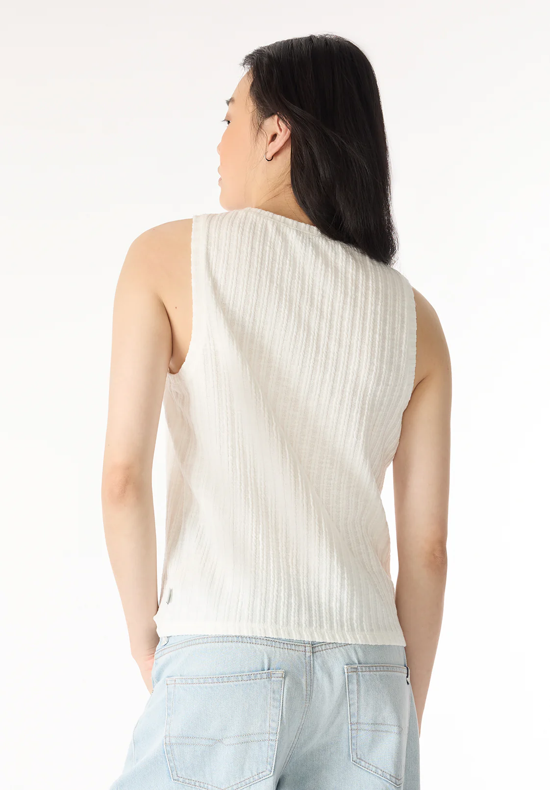 Thurryn Women's Textured Rib Knit Tank Top, Blanc - KT0192P - Image 3