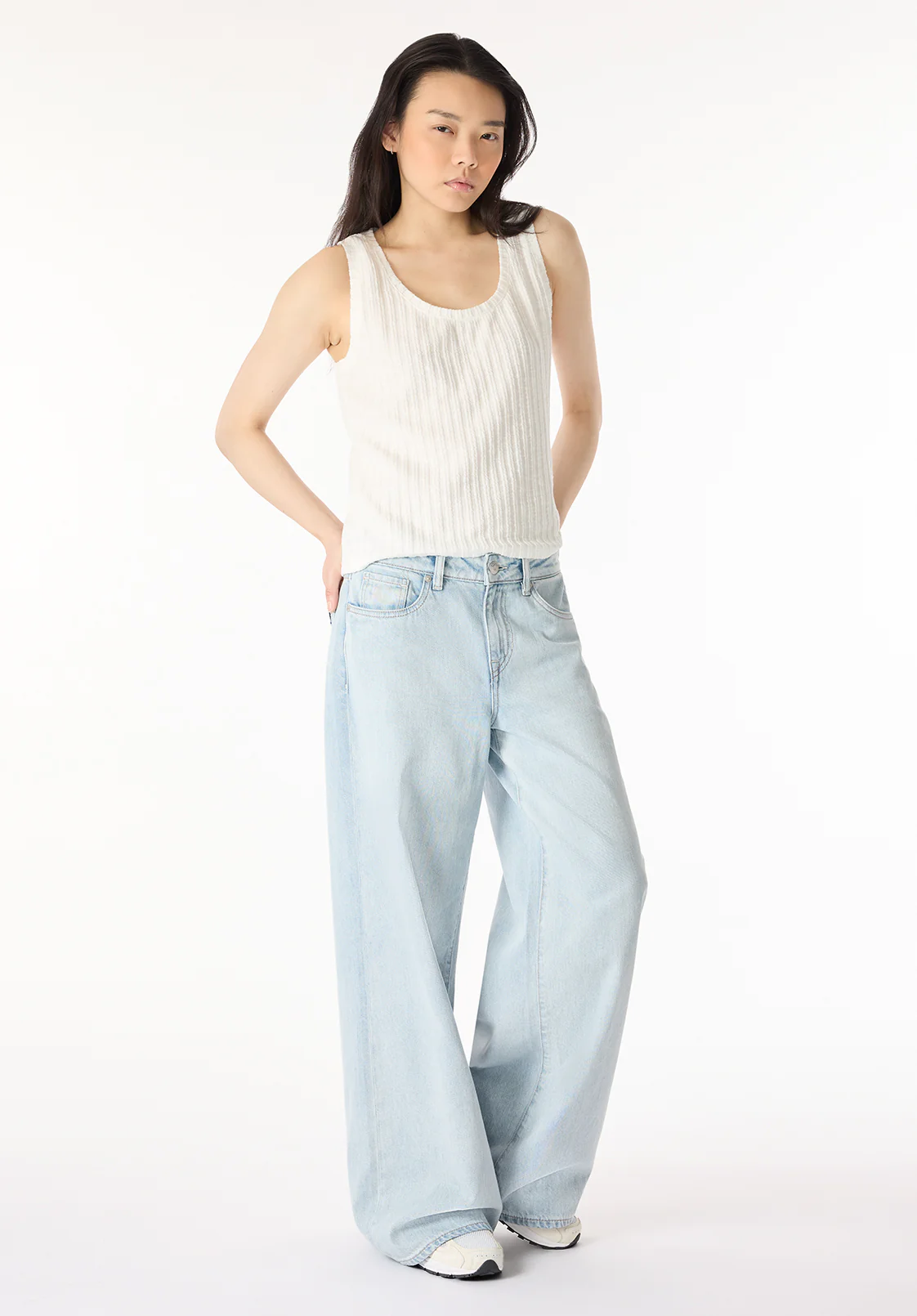Thurryn Women's Textured Rib Knit Tank Top, Blanc - KT0192P - Image 4