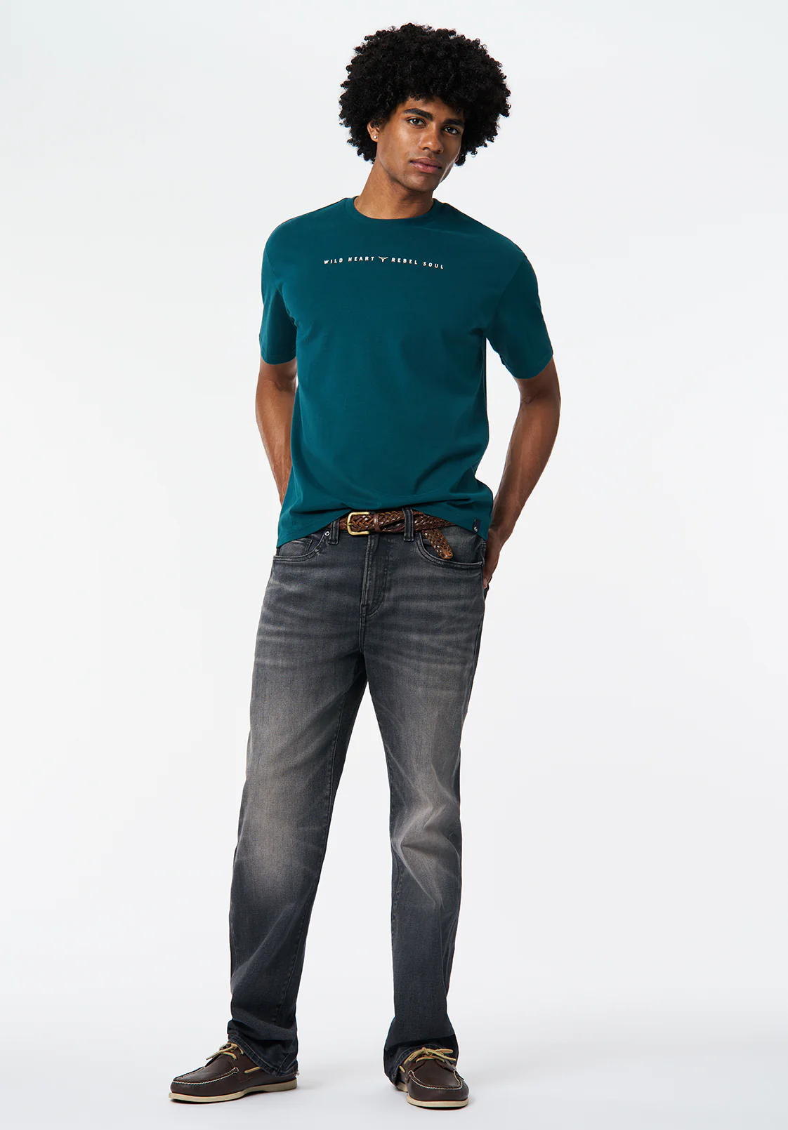 Tilden Men's Graphic T-Shirt with Buffalo and Rebel Soul Print, Deep Teal - BM24708 - Image 4