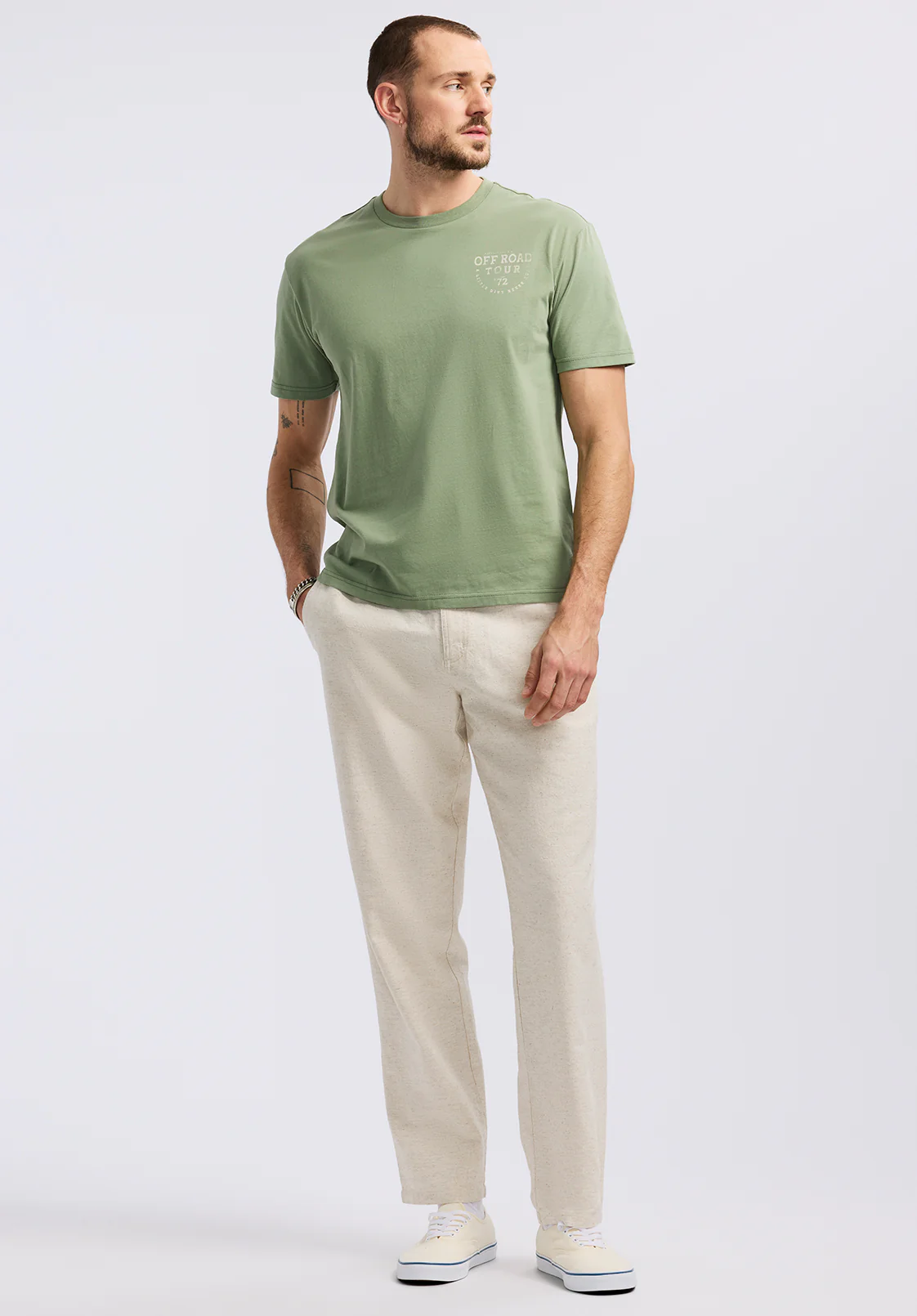 Toffroad Men's Graphic T-Shirt with Off Road Tour Print, Hedge Green - BM24657 - Image 4