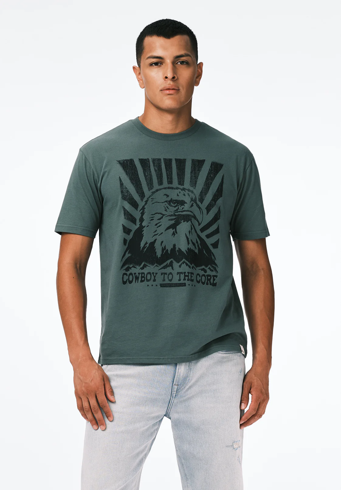 Trelan Men's Graphic T-Shirt with Eagle Print, Dark Forest - BM24725