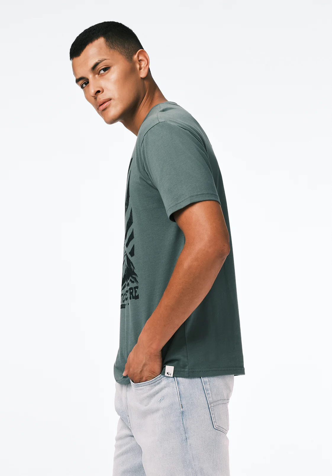 Trelan Men's Graphic T-Shirt with Eagle Print, Dark Forest - BM24725 - Image 2