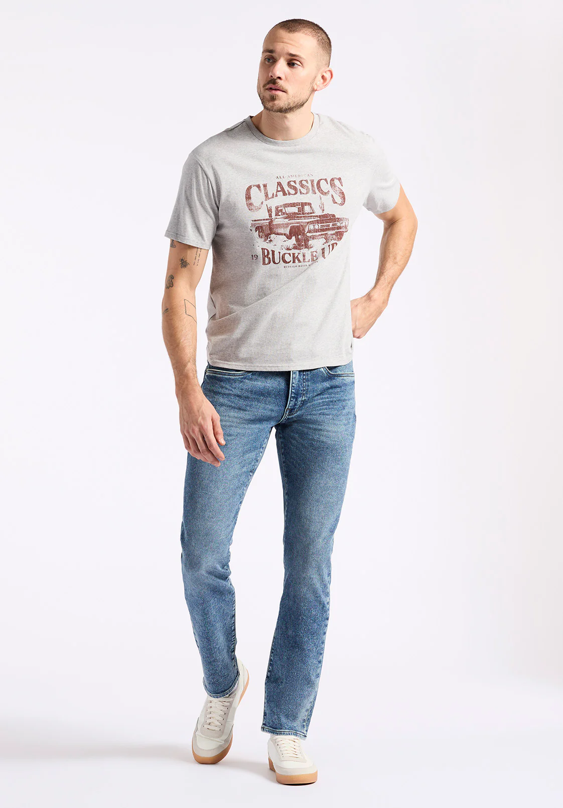 Trige Men's Graphic T-Shirt with Pickup Truck Print, Heather Grey - BM24631 - Image 4