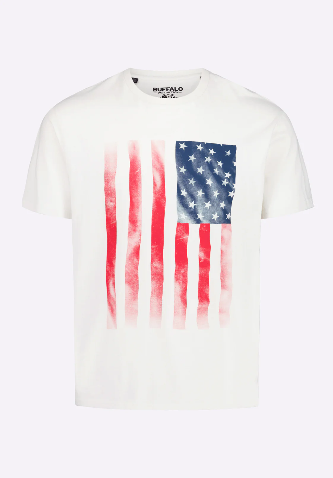 Tusaf Men's Graphic T-Shirt with American Flag Print, Milk - BM24648 - Image 6