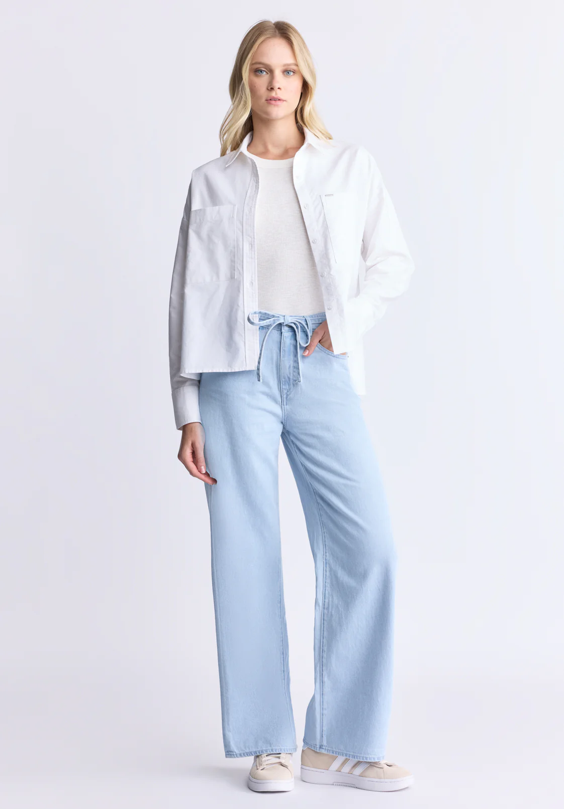 Twyla Women's Boxy Button-Up Shirt, White - WT0170H - Image 4