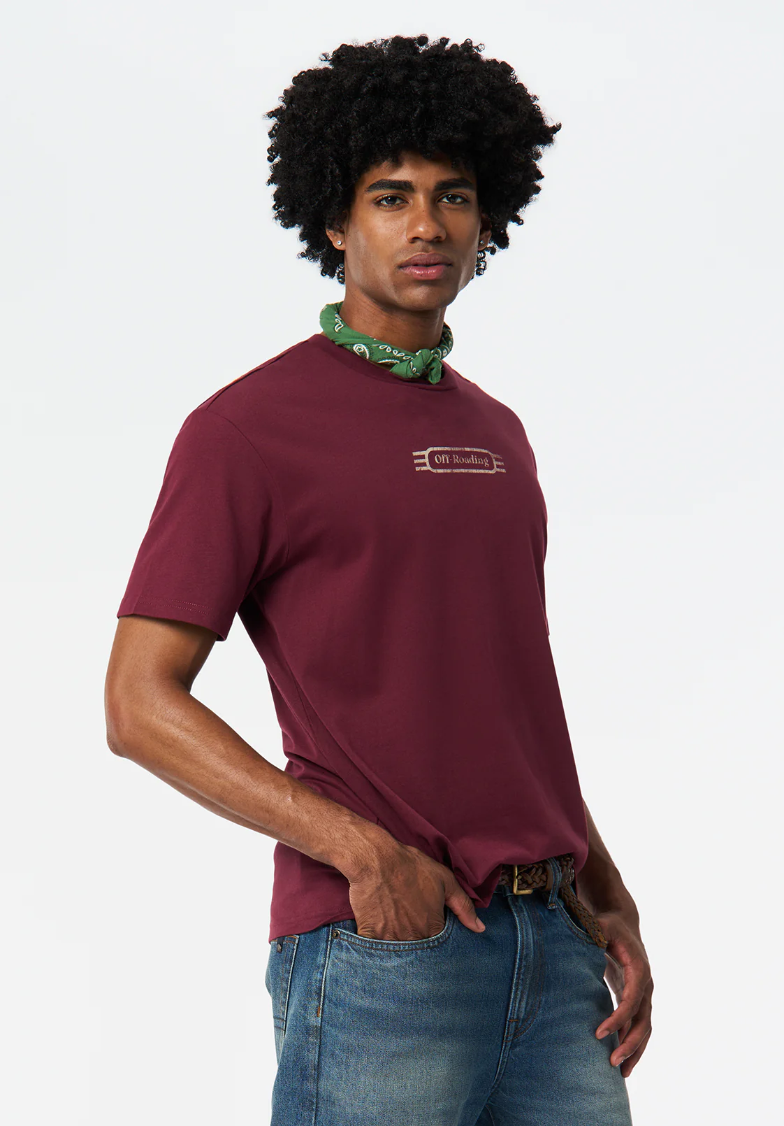 Tymon Men's Graphic T-Shirt with 4Wheels Print, Maroon Banner - BM24717 - Image 3