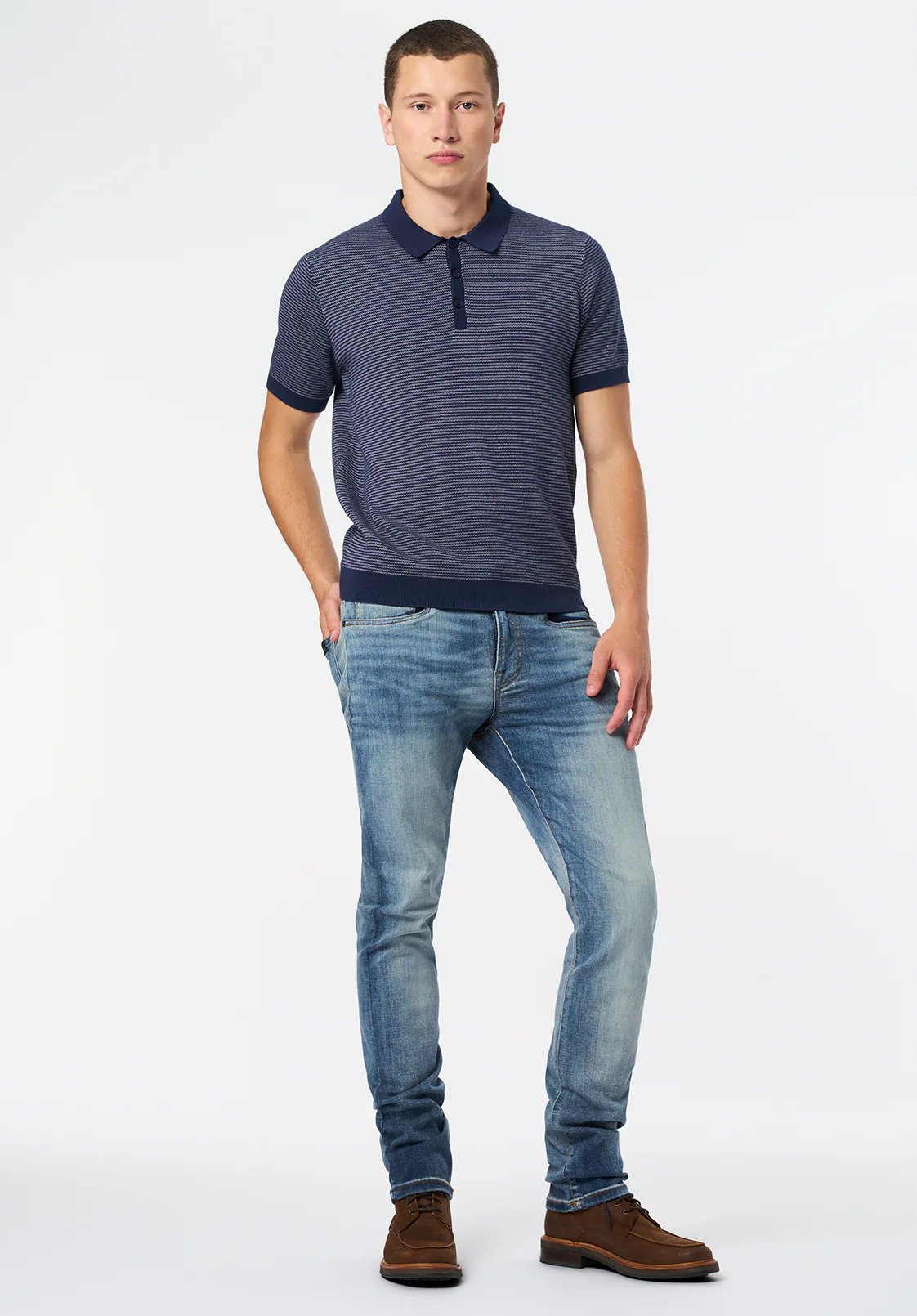 Walbert Men's Short-Sleeve Striped Sweater Polo, Whale - BM24696 - Image 4
