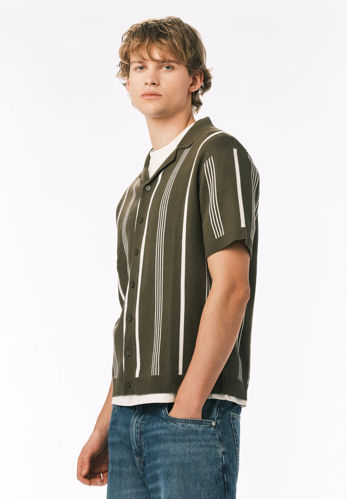 Waldir Men’s Short Sleeve Sweater Shirt, Fern - BM24787 - Image 3