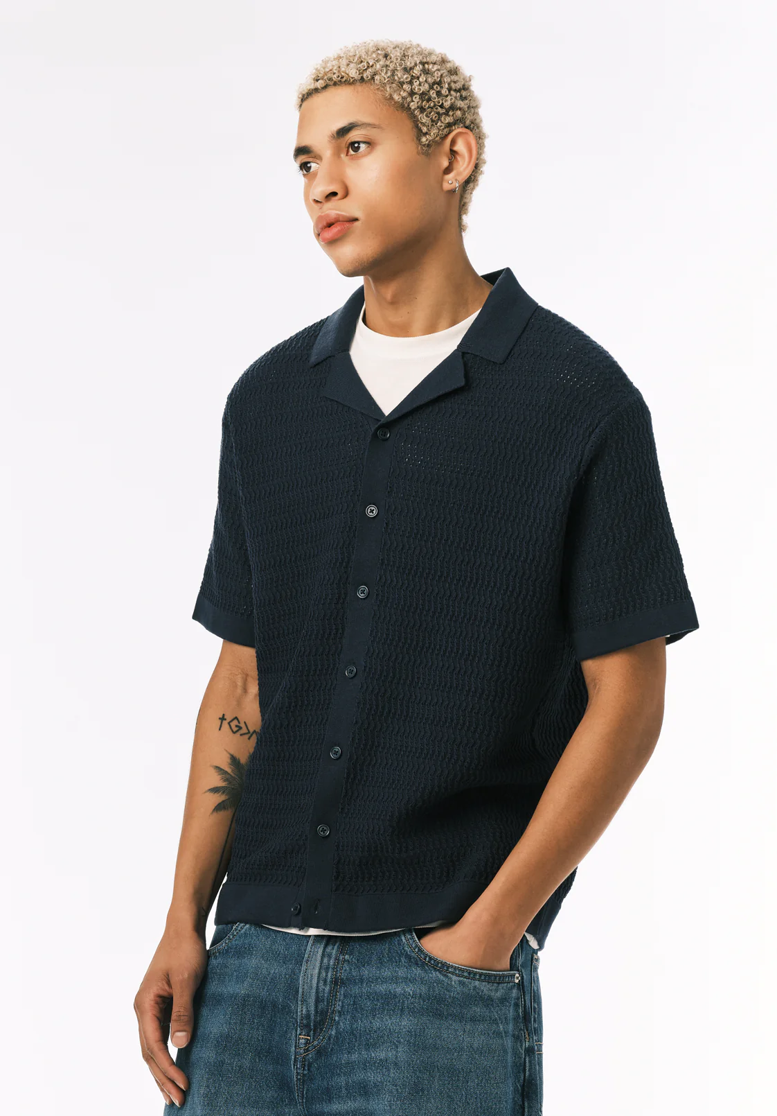 Waldir Men’s Short Sleeve Sweater Shirt, Whale - BM24795 - Image 4