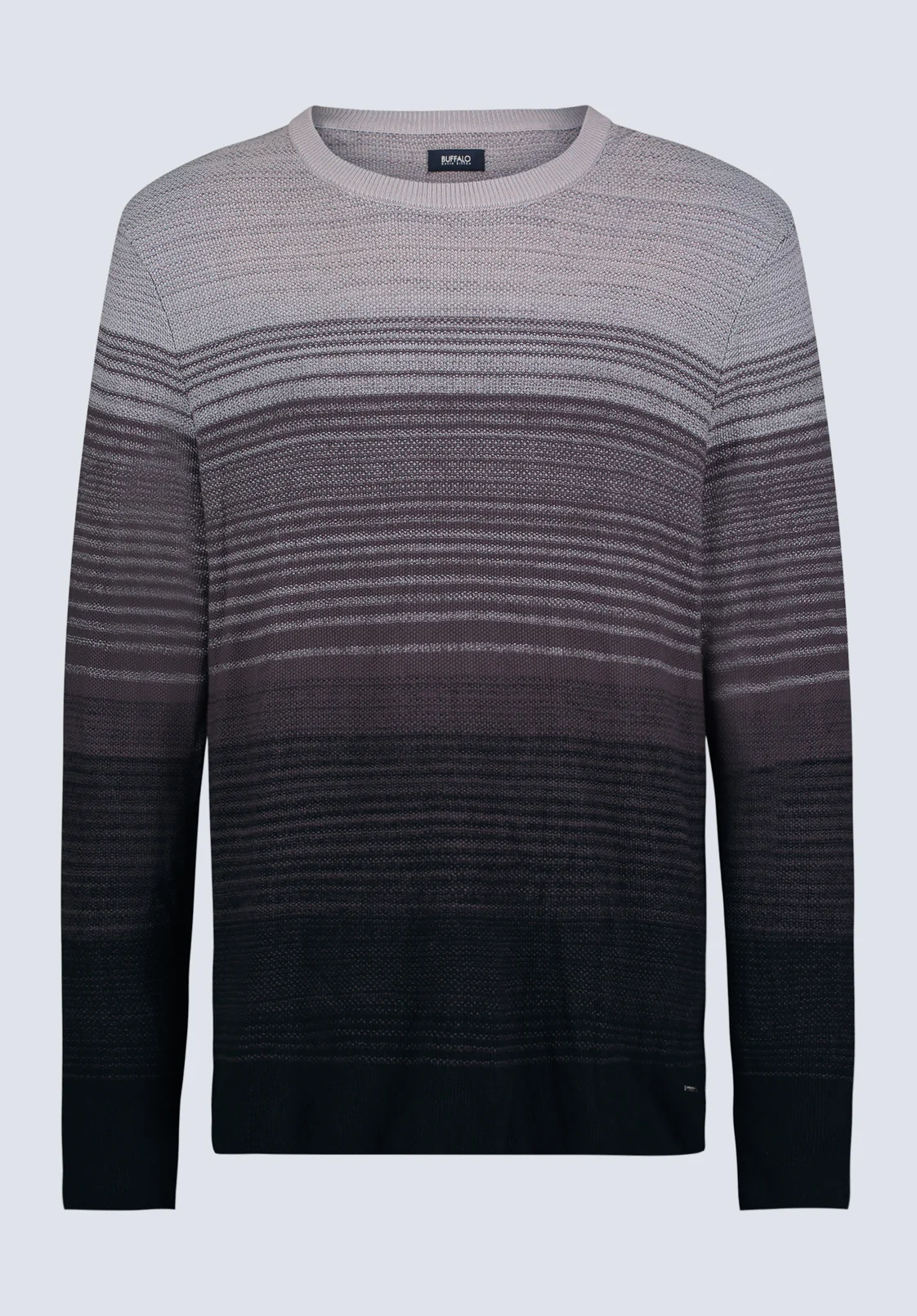 Waldy Men's Gradient Striped Knit Pullover, Charcoal - BM24419 - Image 6