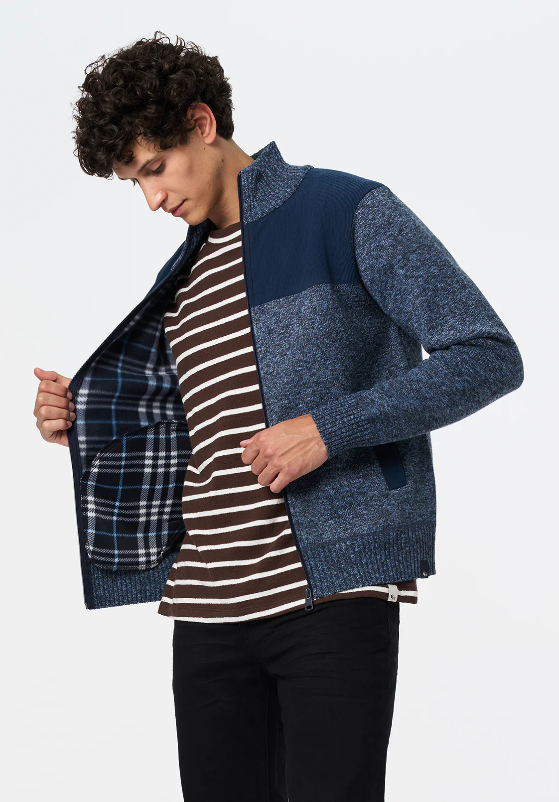 Wando Men's Relaxed Full-Zip Knit Jacket, Whale - BM24747 - Image 2