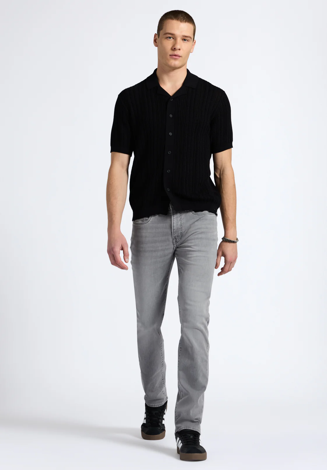 Wasko Men's Short-Sleeve Button-Up Sweater Shirt, Black - BM24540 - Image 4