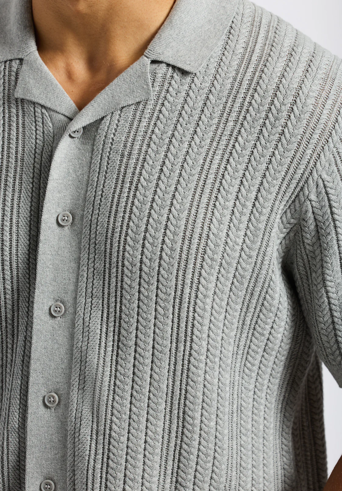 Wasko Men's Short-Sleeve Button-Up Sweater Shirt, Heather Grey - BM24540 - Image 5