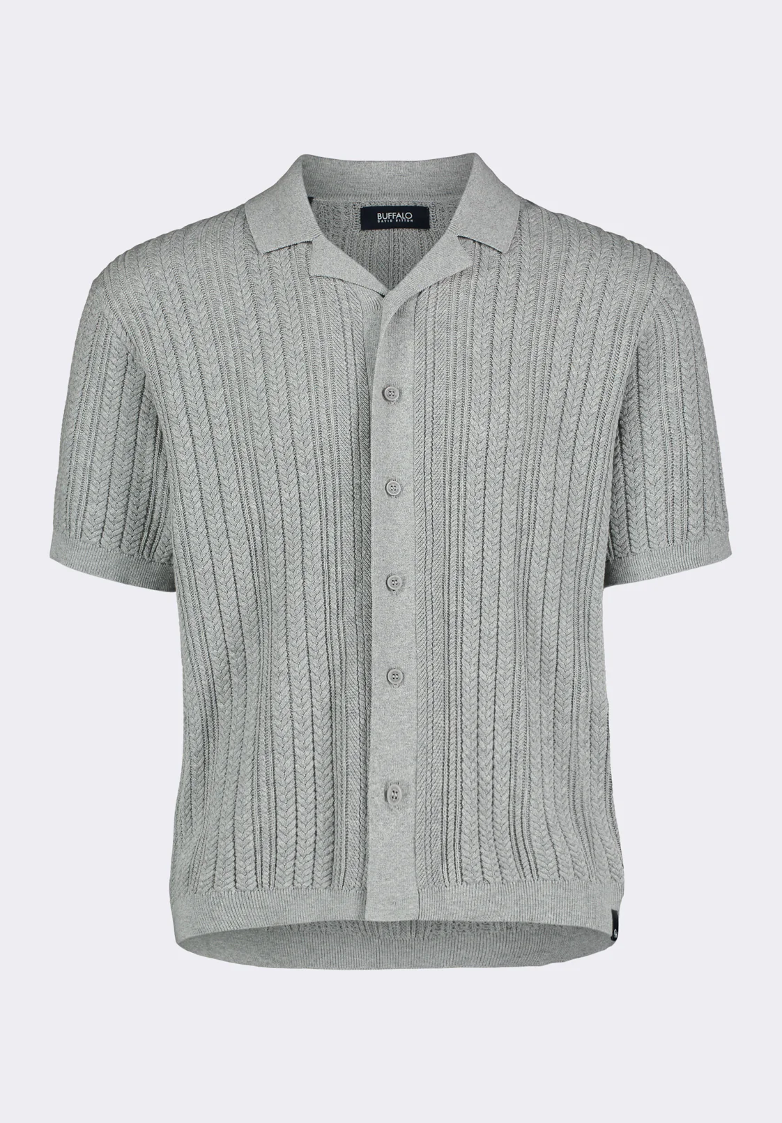 Wasko Men's Short-Sleeve Button-Up Sweater Shirt, Heather Grey - BM24540 - Image 6