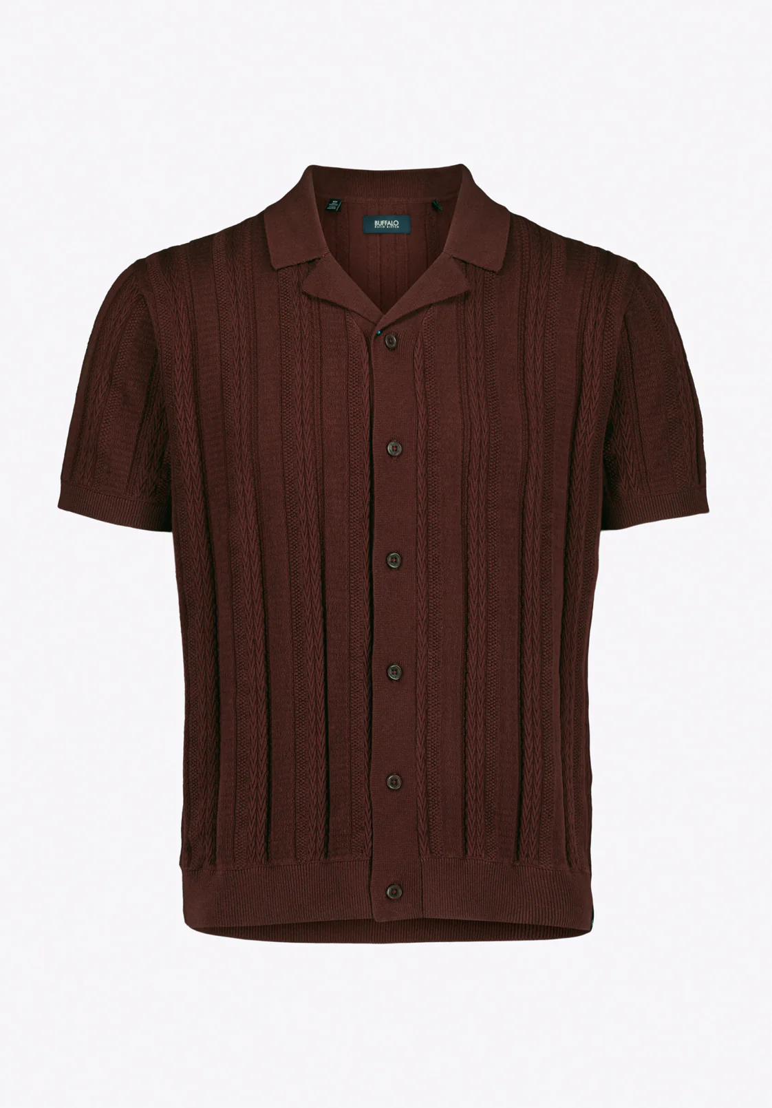 Wasko Men’s Short-Sleeve Button-Up Sweater Shirt, Decadent Chocolate - BM24766 - Image 3