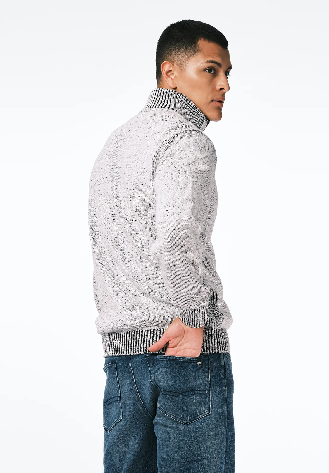 Wello Men's Quarter-Zip Ribbed Knit Sweater, Charlie - BM24738 - Image 3