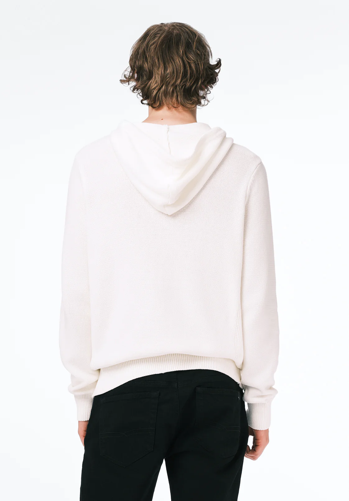 Wilbur Men's Knit Hoodie with Kangaroo Pocket, Milk - BM24700 - Image 3
