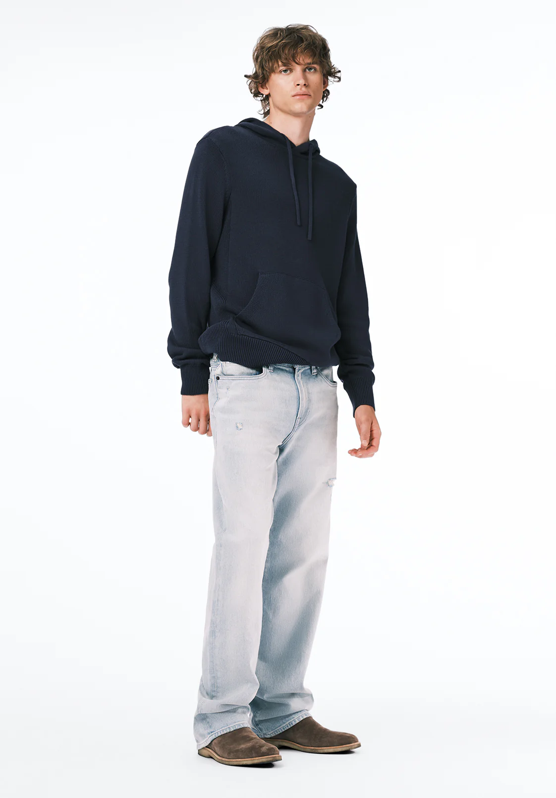 Wilbur Men's Knit Hoodie with Kangaroo Pocket, Whale - BM24700 - Image 4