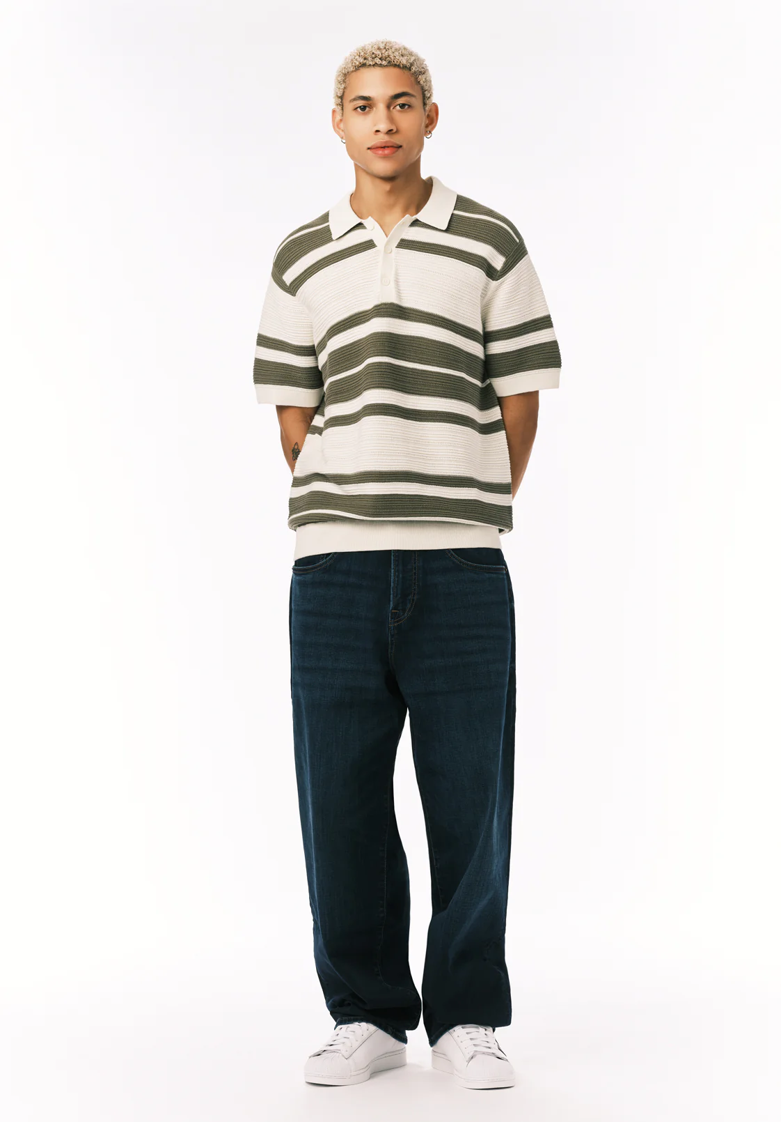 Wildero Men's Short Sleeve Sweater Polo, Army Green - BM24785 - Image 3