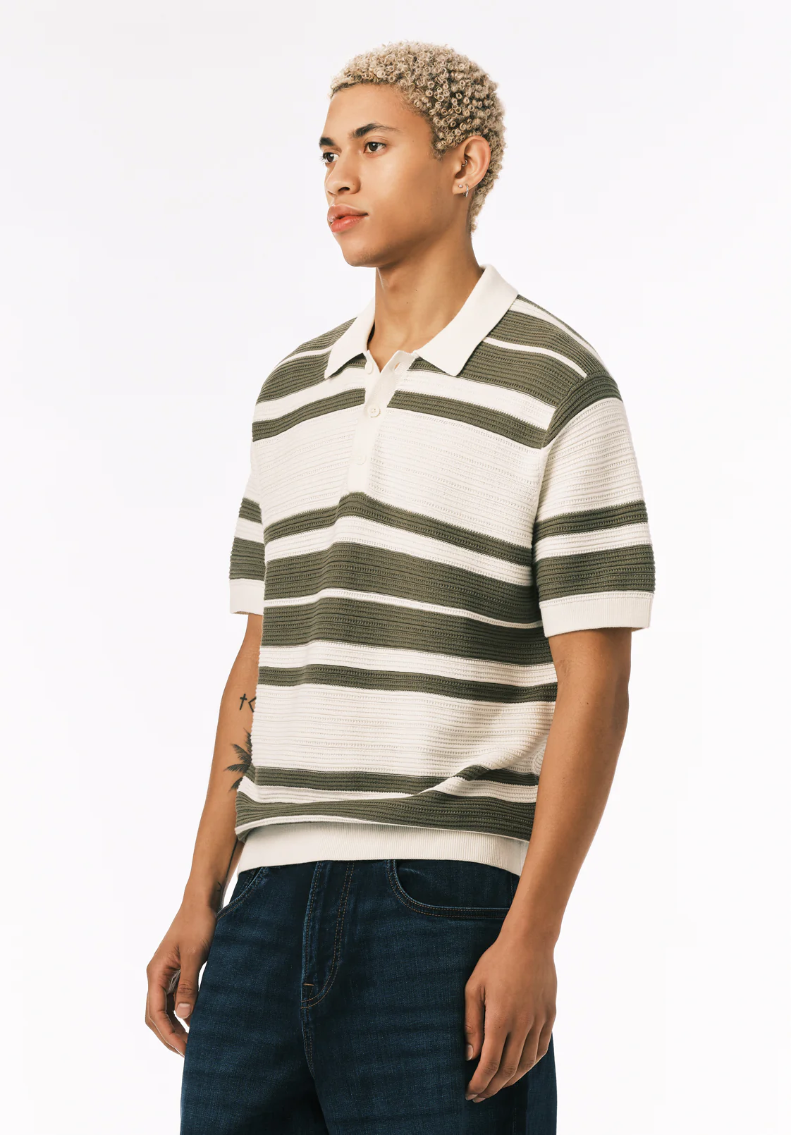 Wildero Men's Short Sleeve Sweater Polo, Army Green - BM24785 - Image 4
